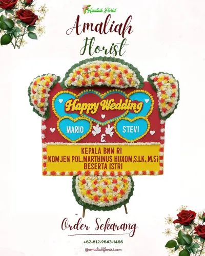 Karangan Papan Bunga Pernikahan di Widuri